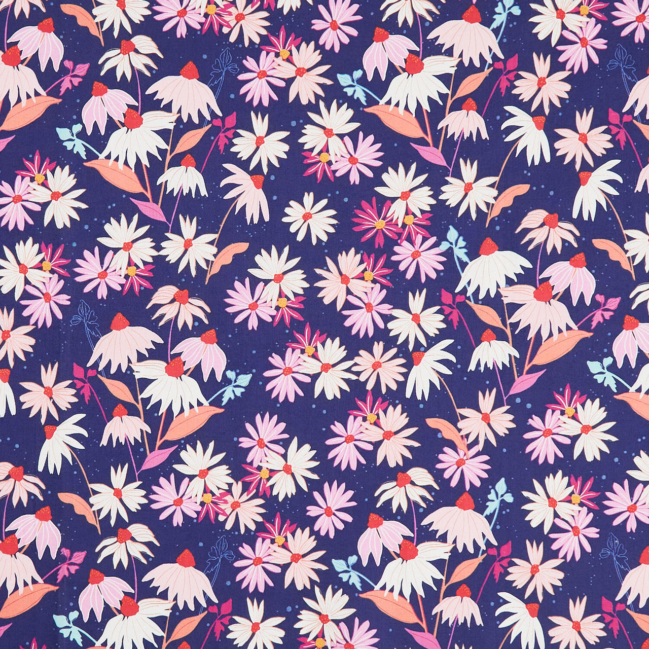 Petals and Stitches - Echinacea Navy Yardage