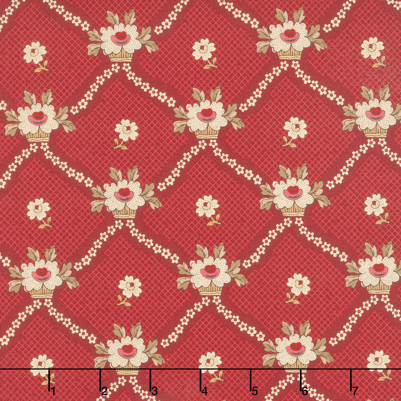 Always and Forever - Lattice Baskets Crimson Yardage