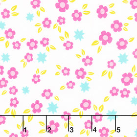 Color Pop Playground - Starry Blooms White Yardage