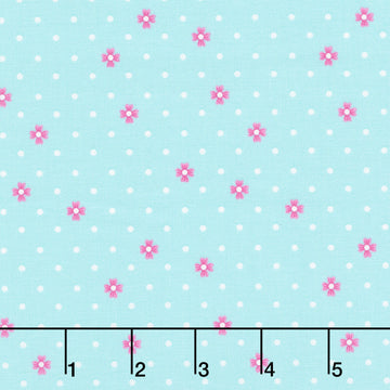 Color Pop Playground - Dot Dot Bloom Aqua Yardage