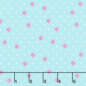 Color Pop Playground - Dot Dot Bloom Aqua Yardage