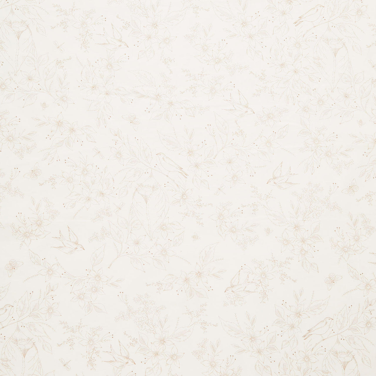 Sewing Bird - Floral Cream 108" Wide Backing
