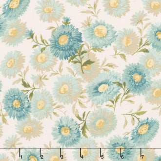 Chrysanthemum 108 - Floral Teal 108" Wide Backing