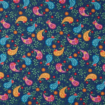 Whimsy - Grand Paisley Navy Yardage