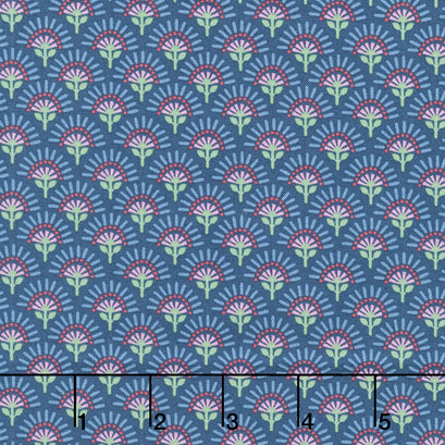Whimsy - Flower Fan Navy Yardage