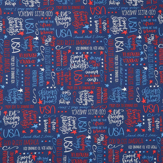 Oh Say Can You Sew 108" - Land That I Love Navy 108" Wide Backing
