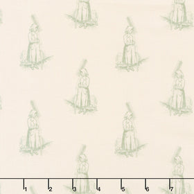 Laundry Line - Farmer's Daughter Cream Green Yardage