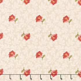 Laundry Line - Buttercup Cream Red Yardage