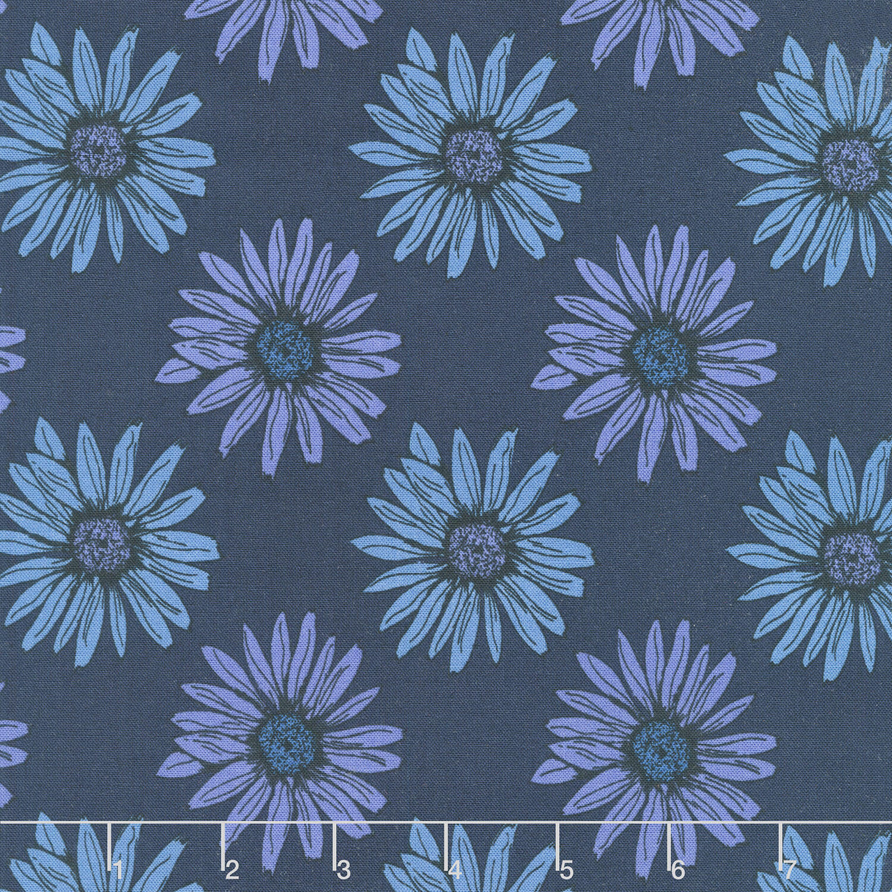 Mystic Meadow - Big Daisy Blue Yardage