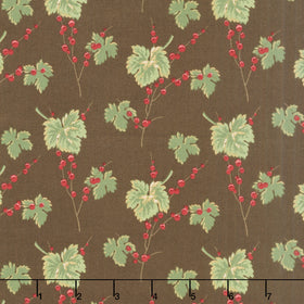 Jingle Bell - Leaves and Berries Dark Chocolate Yardage