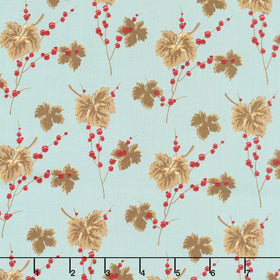 Jingle Bell - Leaves and Berries Vinatge Blue 108" Wide Backing