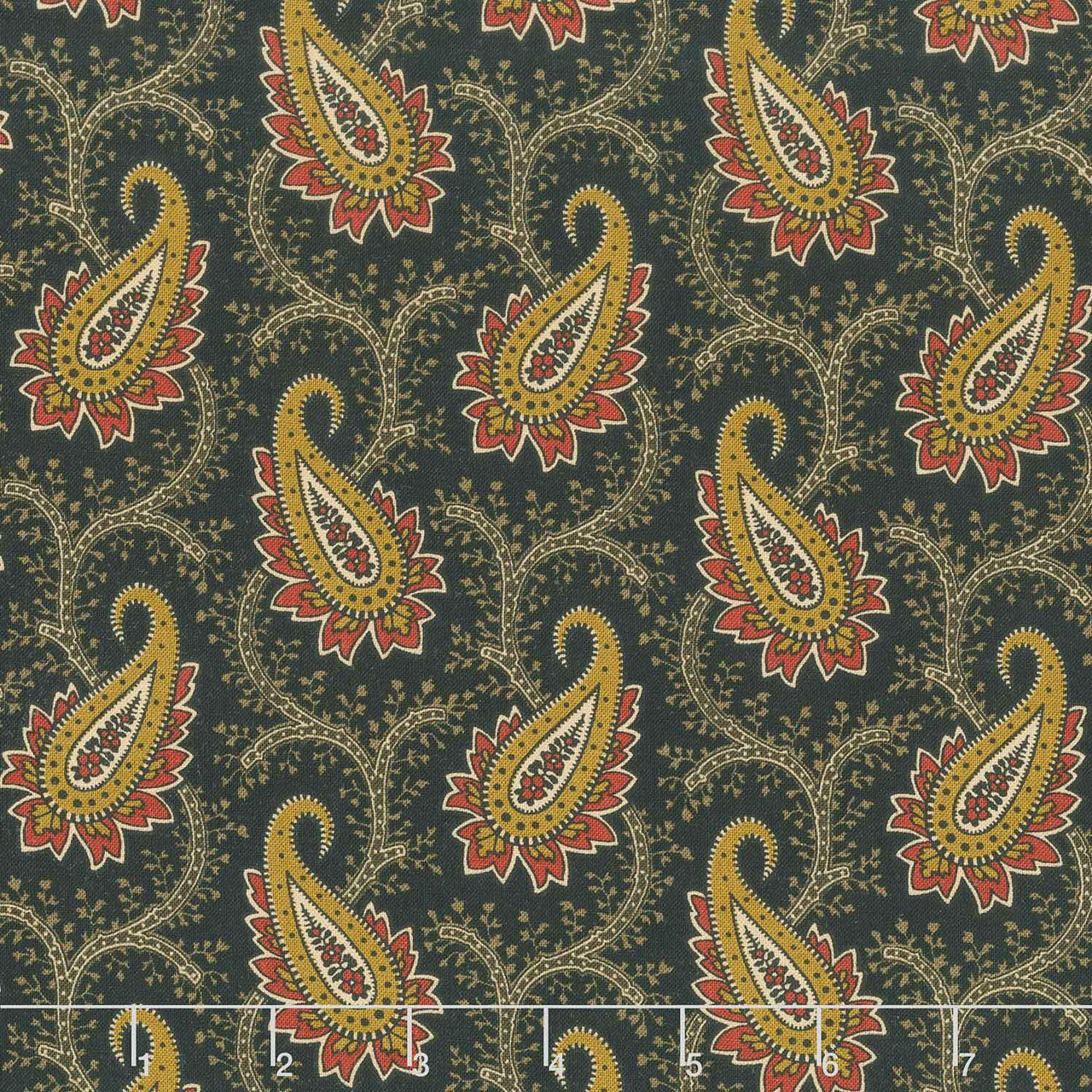 Madison Manor Revisited - Main Paisley Black Yardage