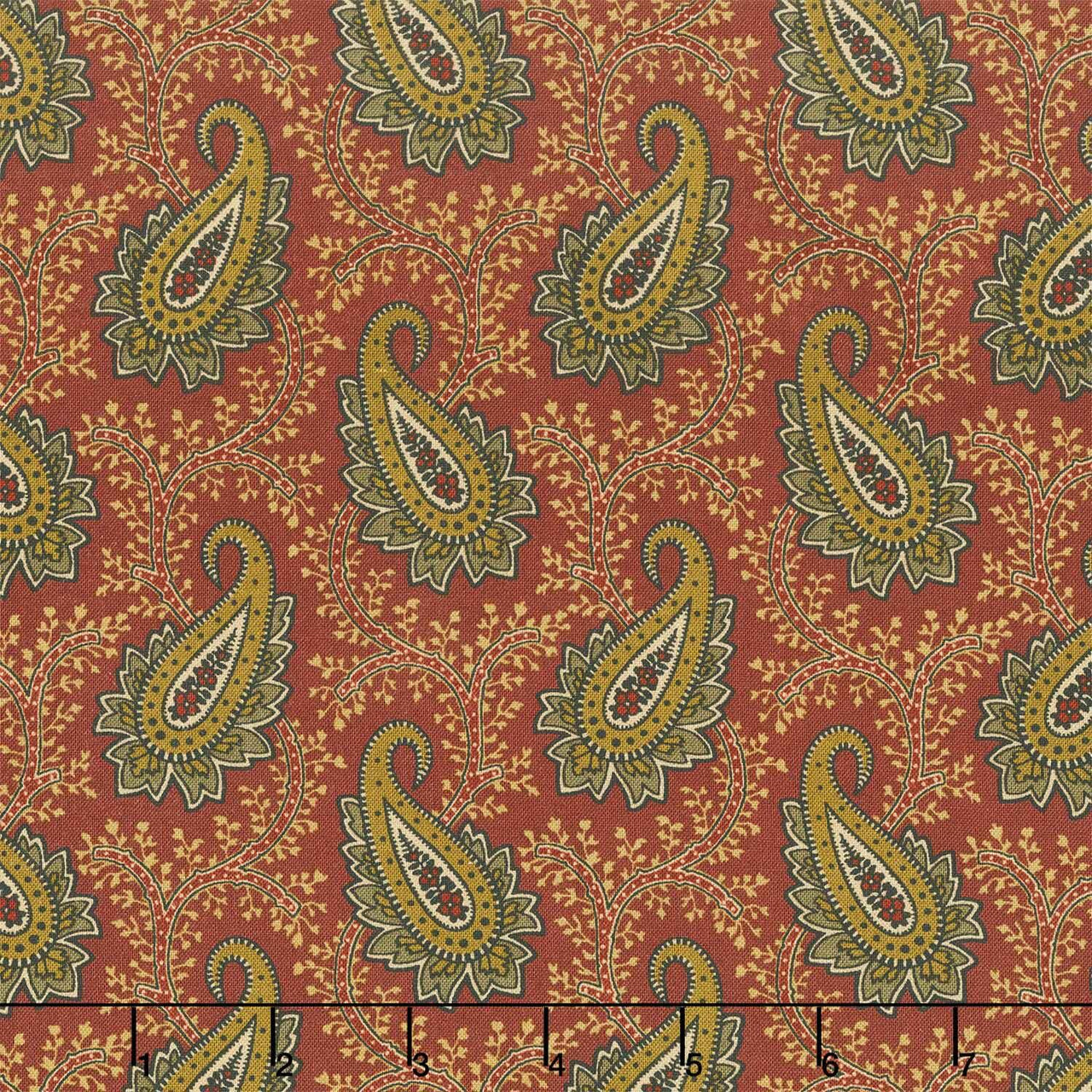 Madison Manor Revisited - Main Paisley Red Yardage