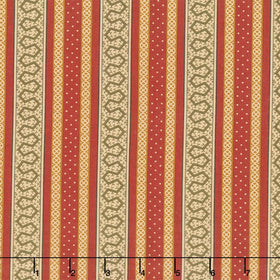 Madison Manor Revisited - Thorn Stripe Red Yardage