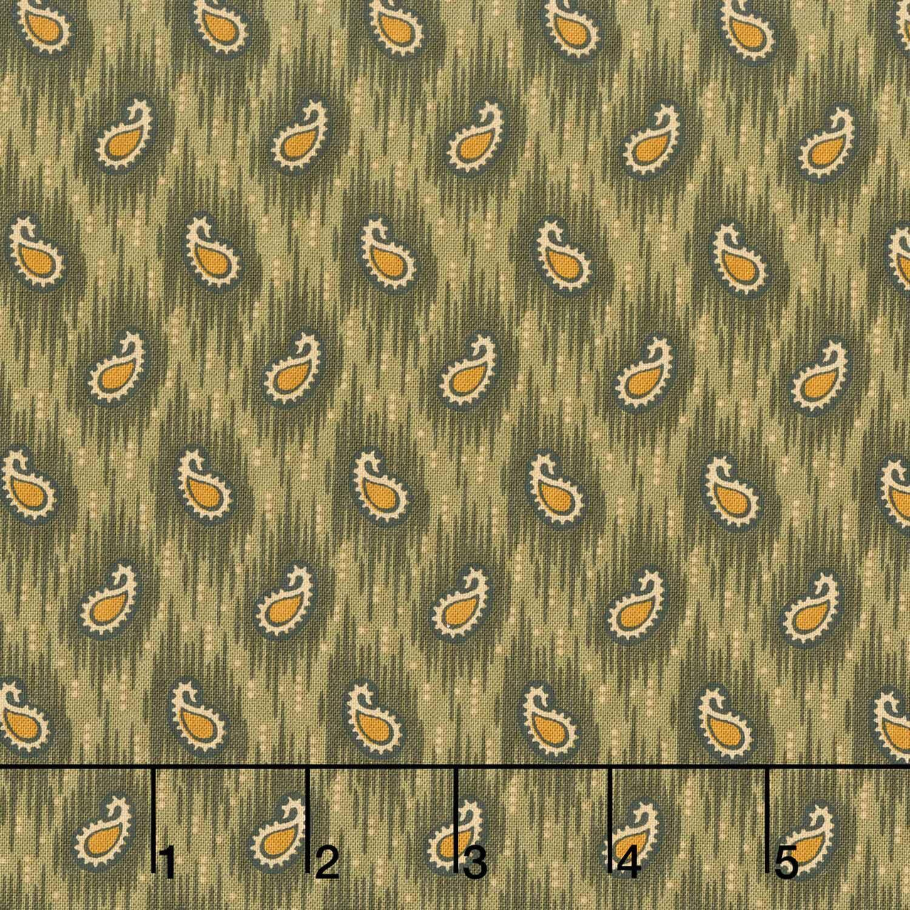 Madison Manor Revisited - Small Paisley Green Yardage
