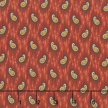 Madison Manor Revisited - Small Paisley Red Yardage