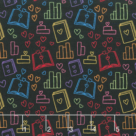 Back to School - Book Lover Black Yardage