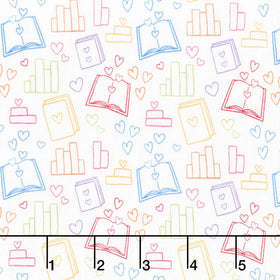Back to School - Book Lover White Yardage