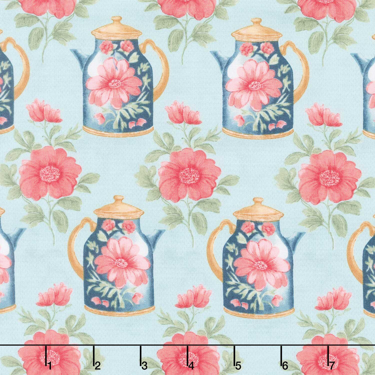 Sparrow Falls - Afternoon Tea Teapot Blue Yardage