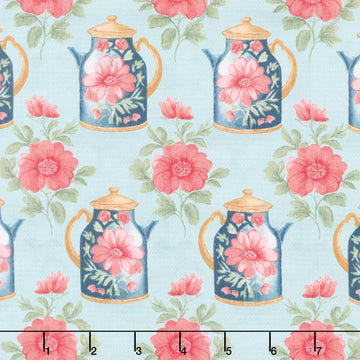 Sparrow Falls - Afternoon Tea Teapot Blue Yardage