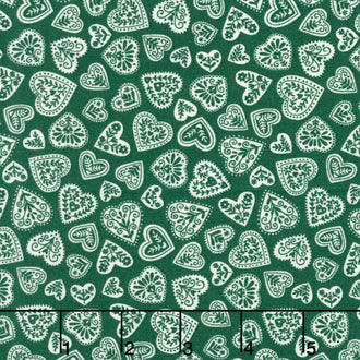 Scandi - Hearts Green Yardage