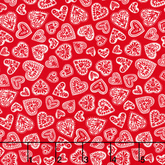 Scandi - Hearts Red Yardage