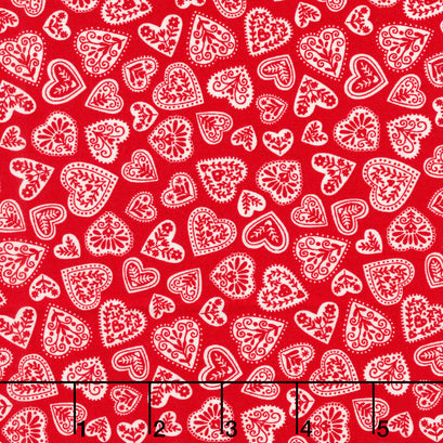 Scandi - Hearts Red Yardage
