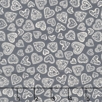Scandi - Hearts Grey Yardage