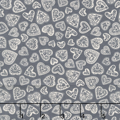 Scandi - Hearts Grey Yardage