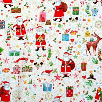 Jolly St Nick - Merry Magic Cream Metallic Yardage