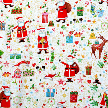Jolly St Nick - Merry Magic Cream Metallic Yardage