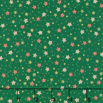 Jolly St Nick - Sparkle Green Metallic Yardage