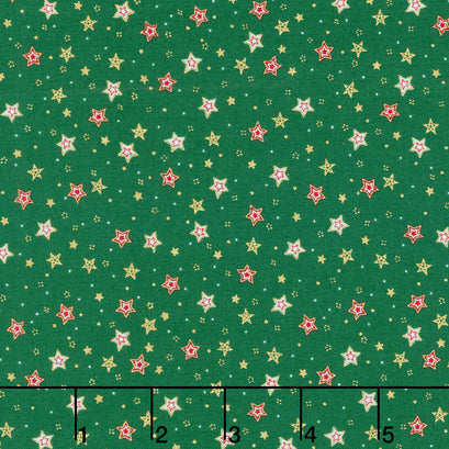 Jolly St Nick - Sparkle Green Metallic Yardage