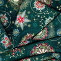 Good Tidings - Snow Crystal Green Metallic Yardage