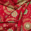 Good Tidings - Snow Crystal Red Metallic Yardage