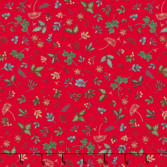 Good Tidings - Sprig Red Metallic Yardage
