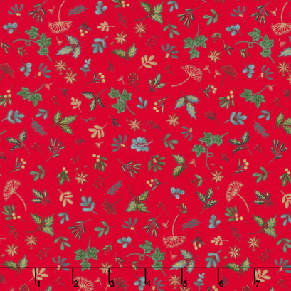 Good Tidings - Sprig Red Metallic Yardage