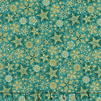 Good Tidings - Frosty Green Metallic Yardage