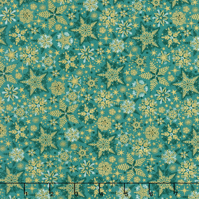 Good Tidings - Frosty Green Metallic Yardage