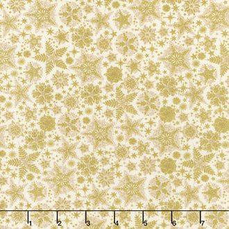 Good Tidings - Frosty Cream Metallic Yardage