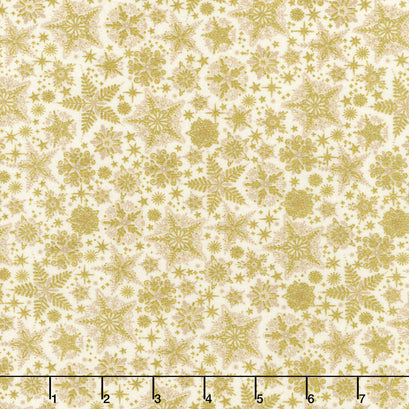 Good Tidings - Frosty Cream Metallic Yardage
