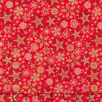Good Tidings - Frosty Red Metallic Yardage