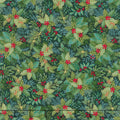 Good Tidings - Holly Bush Dark Green Metallic Yardage
