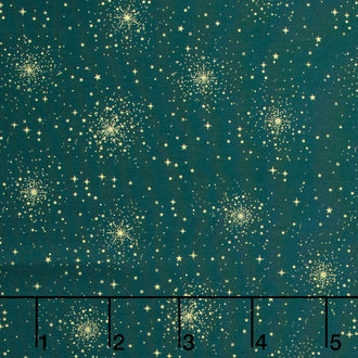 Good Tidings - Christmas Star Green Metallic Yardage