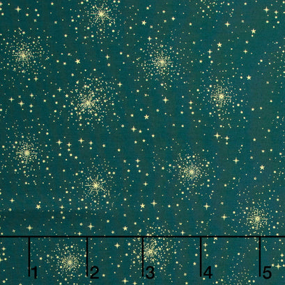Good Tidings - Christmas Star Green Metallic Yardage