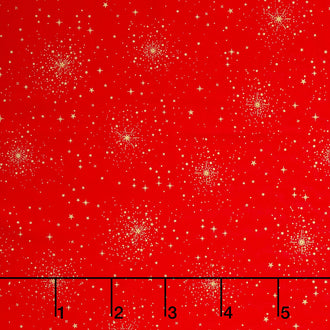 Good Tidings - Christmas Star Red Metallic Yardage