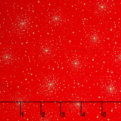 Good Tidings - Christmas Star Red Metallic Yardage