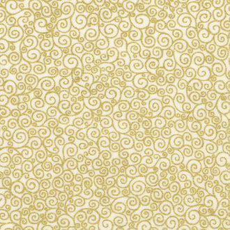 Good Tidings - Scroll Cream Metallic Yardage