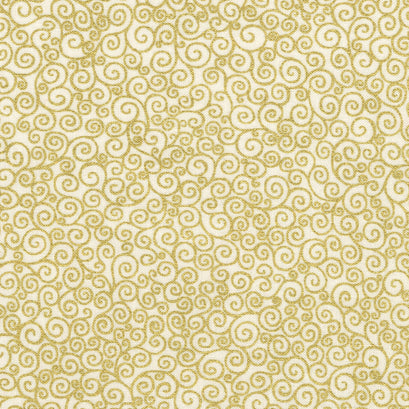 Good Tidings - Scroll Cream Metallic Yardage