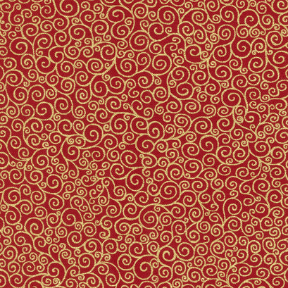 Good Tidings - Scroll Red Metallic Yardage